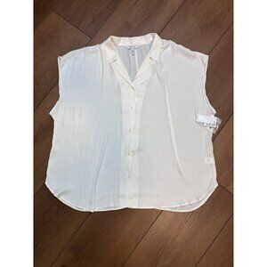 Nine West NWT Short Sleeve Easy Lapel Shirt Daisy Dew Cream Blouse Size 2X